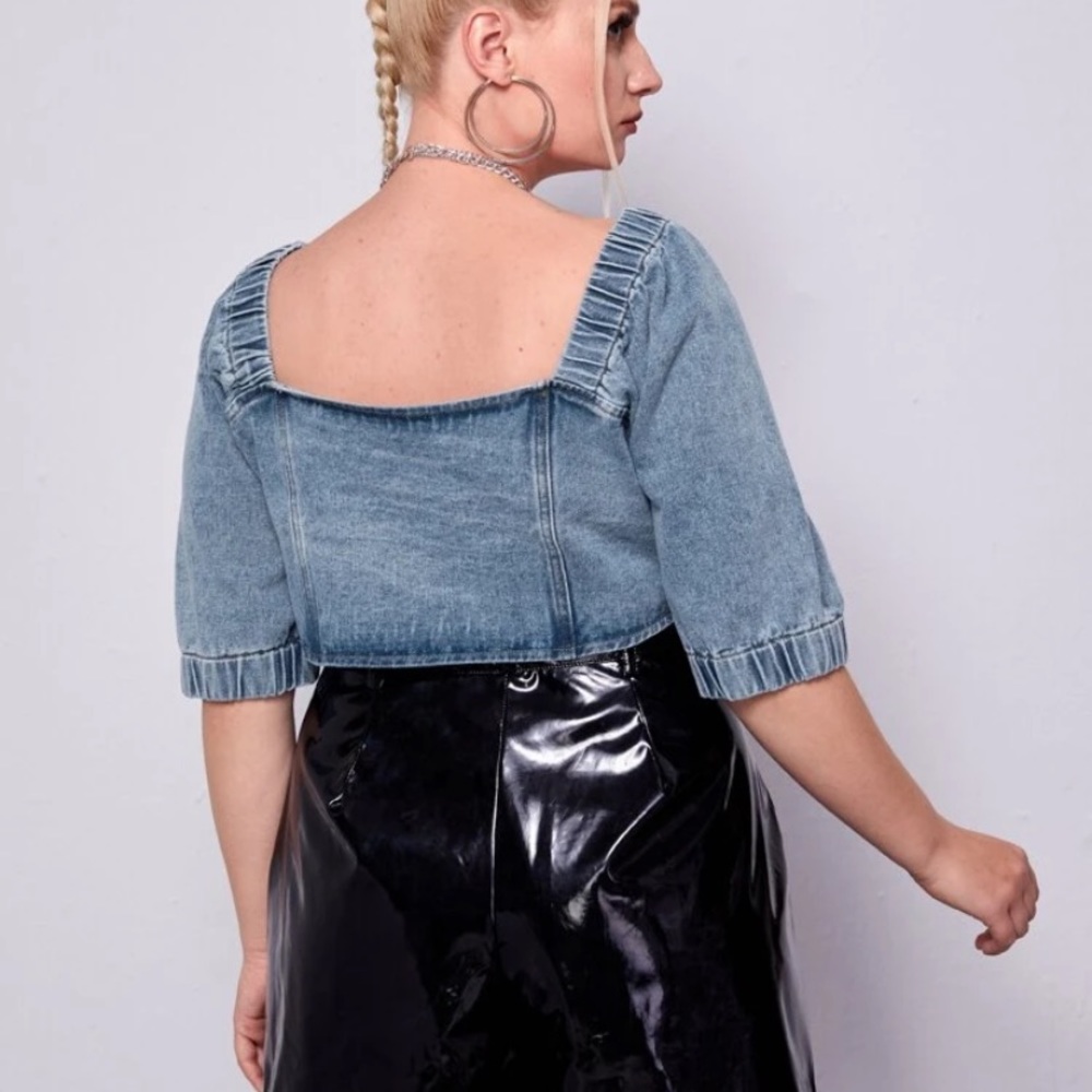 Shein plus size denim crop